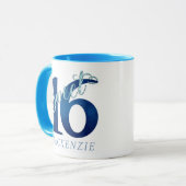 甘い16 | ブルーウォーターの色とフェイクグリッターパーティー マグカップ (正面左)