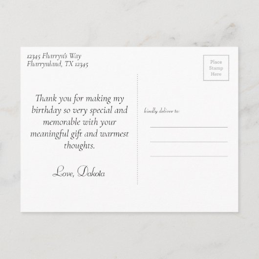 甘い16 | ブルー16誕生日写真記念 インビテーションポストカード (裏面)