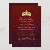 甘い16 |レッドティアラ&ダマスク招待状 招待状 (正面/裏面)