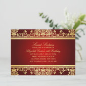 甘い16 | レッド&エレガント金ゴールドダマスク招待状 招待状 (スタンド正面)