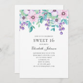 甘い16.紫とピンクの花。16歳 招待状 (正面/裏面)