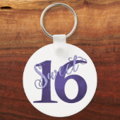 甘い16 | 紫色の水の色とグランジグリッター キーホルダー (正面)