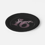 甘い16 | 紫色の水の色とグランジグリッター ペーパープレート (アングル)