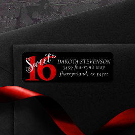 甘い16 |赤いフェイクグリッター差出人住所 ラベル