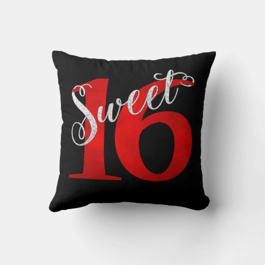 甘い16 | 赤と黒のGlamタイポグラフィ名 クッション (裏面)