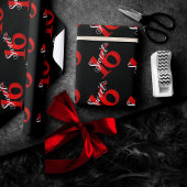 甘い16 |赤クラシックと黒の水グランジ色 ラッピングペーパー