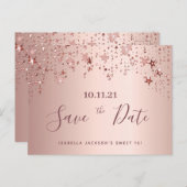 甘い16 16番目のパーティーバラ金ゴールド星の日付を保存 ポストカード (正面/裏面)