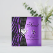 甘い16 16誕生日パーティゼブラパープル 招待状 (スタンド正面)