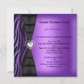 甘い16 16誕生日パーティゼブラパープル 招待状 (裏面)
