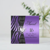 甘い16 16誕生日パーティゼブラパープル 招待状 (スタンド正面)