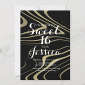 甘い16 | Quince大理石リキッドフェイク金ゴールド 招待状 (正面)