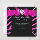 甘い16Sweet sixteenホットピンクブラックゼブラ2 招待状 (裏面)