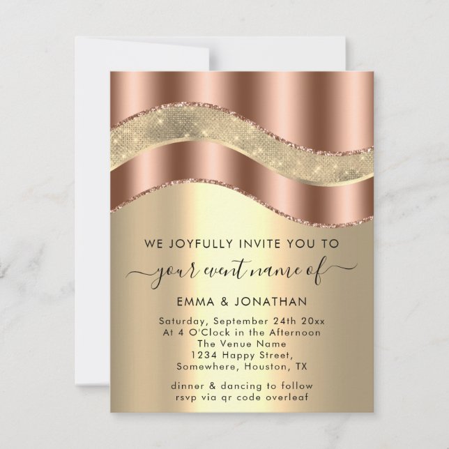 甘い16tブライダルシャワーQRコードバラ銅金ゴールド (正面)