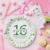 甘い16thバーディグリーンリーフ&フラワーフレーム ペーパープレート (パーティー)