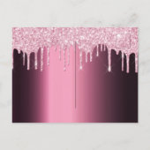 甘い16th誕生日パープルグリッター招待 ポストカード (裏面)