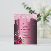 甘い16th誕生日パープルグリッター招待 ポストカード (スタンド正面)