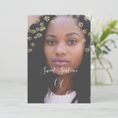 甘い16th Coral Flowers金ゴールドグラデーション写真グラデーション 招待状 (スタンド正面)