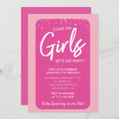 甘い17誕生日の誘いモダンピンク 招待状 (正面/裏面)