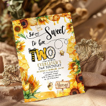 甘い2つのフローラ2番目の誕生日招待状