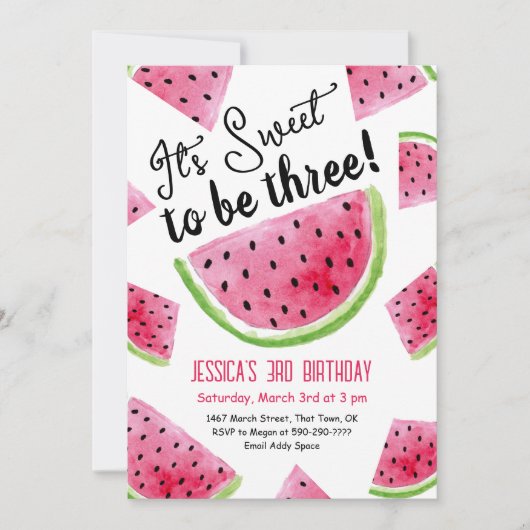 甘い3メロンバースデーパーティーへの招待 招待状 (正面)