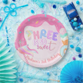 甘い3歳の誕生日ピンクつや消し ペーパープレート (パーティー)