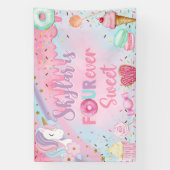 甘い4人の女の子の誕生日のバナー/背景， 横断幕 (縦)