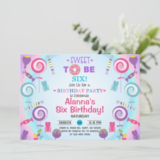 甘い6キャンディランドの誕生日の招待状になる。 inv 招待状 (スタンド正面)