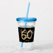甘い60追加の名前の日付の誕生日の黄色のポルカdo アクリルタンブラー (裏面)