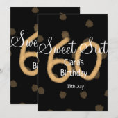 甘い60追加の名前の日付の誕生日の黄色のポルカdo シーズンカード (正面/裏面)