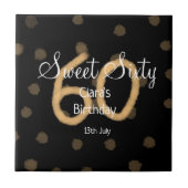 甘い60追加の名前の日付の誕生日の黄色のポルカdo タイル (正面)