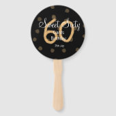 甘い60追加の名前の日付の誕生日の黄色のポルカdo ハンドファン (裏面)