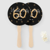 甘い60追加の名前の日付の誕生日の黄色のポルカdo ハンドファン (正面&裏面)
