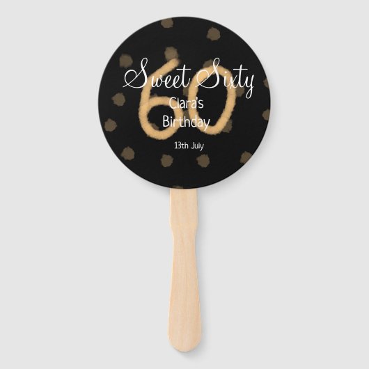 甘い60追加の名前の日付の誕生日の黄色のポルカdo ハンドファン (正面)