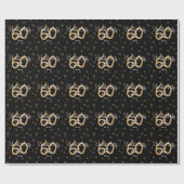 甘い60追加の名前の日付の誕生日の黄色のポルカdo ラッピングペーパー (フラット)