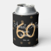 甘い60追加の名前の日付の誕生日の黄色のポルカdo 缶クーラー (缶正面)