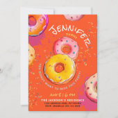 甘い8thオレンジレッドドーナツパカラフルラクル 招待状 (正面)