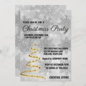 甘い、クール金ゴールドクリスマスツリー招待状 招待状 (正面/裏面)