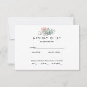 甘い ジューシー ピンク グリーン ウェディング RSVP 招待状 (正面)