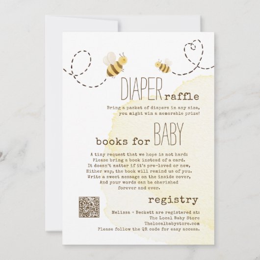 甘い(昆虫)マルハナバチママママワンベイビーシャワー 招待状 (裏面)