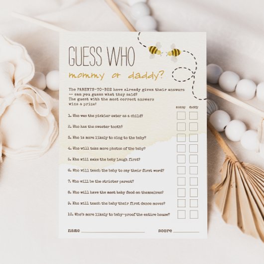 甘い（昆虫）マルハナバチ推測誰のママまたはパパのゲームカード 招待状