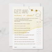 甘い（昆虫）マルハナバチ推測誰のママまたはパパのゲームカード 招待状 (正面)