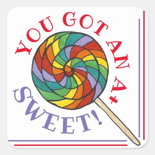 甘い!A +得棒つきキャンデー先生報酬 スクエアシール (正面)