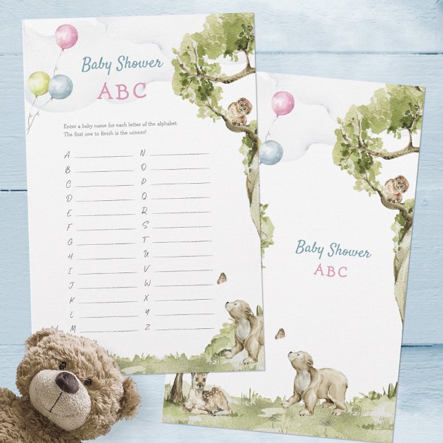 甘いABCの名前Bearly Wait赤ちゃんシャワーゲーム (Sweet ABC Names Bearly Wait Baby Shower Game ©Susanne Sachers - Sunny Mind Design 🌞)