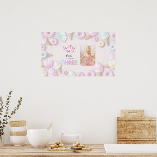 甘いAsすることができます女の子3つの誕生日サイン ポスター (キッチン)