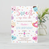 甘いAs Can Be Candy Cupcakeドーナツ誕生日 招待状 (スタンド正面)