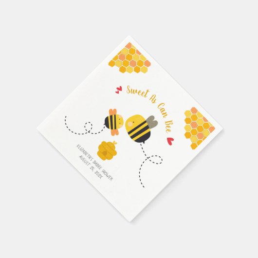 甘いAs Can Beeテーマかわいいかわいい赤ちゃんシャワー スタンダードカクテルナプキン (角)