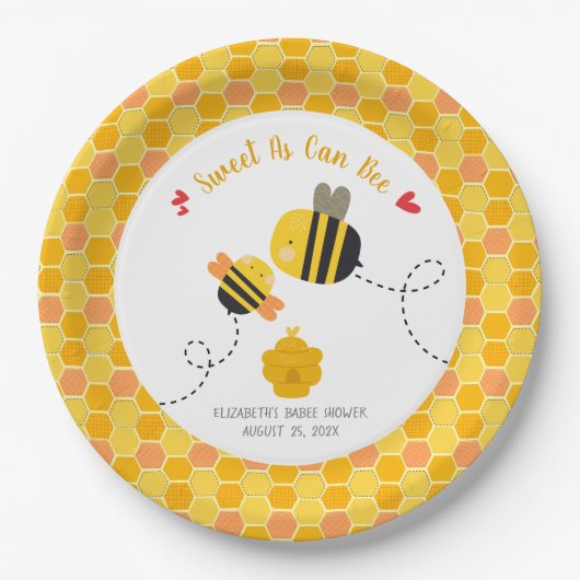 甘いAs Can Beeテーマかわいいかわいい赤ちゃんシャワー ペーパープレート (正面)