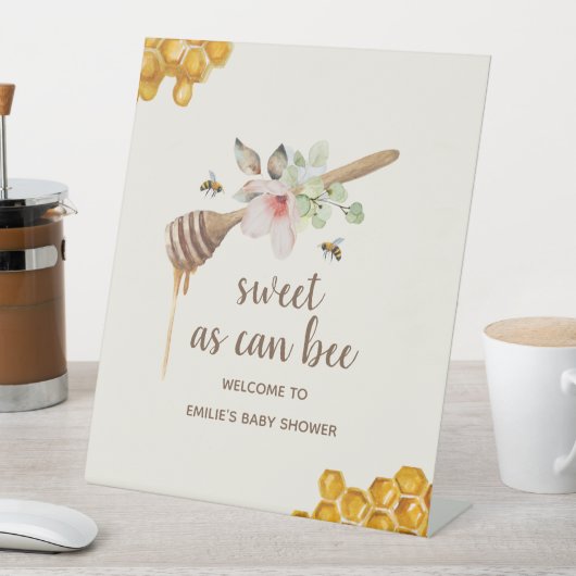 甘いAs Can Beeフローラはちみつ赤ちゃんシャワーへようこそ 台座サイン (インサイチュ)
