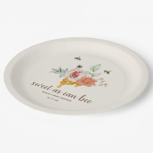 甘いAs Can BeeフローラハニカムベビーシャワーFavo ペーパープレート (アングル)