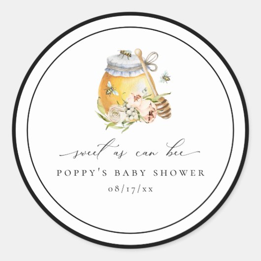 甘いAs Can Bee赤ちゃんシャワークラシックラウンドステッカー ラウンドシール (正面)
